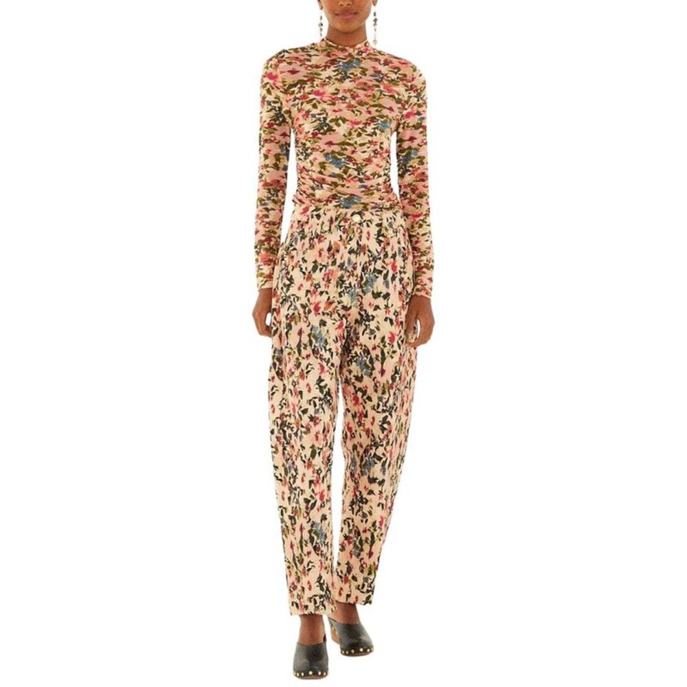 Farm Rio Womens Tiny Flowers Pink Canvas Ballon Pant